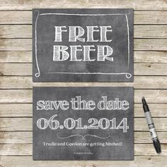 Funny Save The Date Cards / Chalkboard Hand Drawn Style Save-The-Date ...