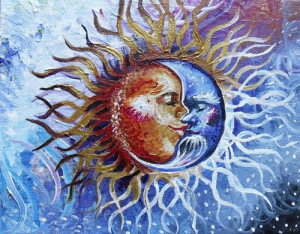 painting moon psychedelic sun Celestial