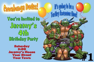 Teenage Mutant Ninja Turtles Birthday Party Invitation You Print 4x6 ...