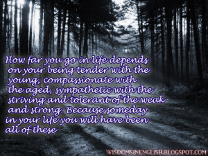 How far you go in life depends on your being tender with the young,