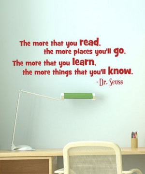 : Seuss Quote, Books, Reading Area, Wall Decal, Wall Quotes, Reading ...