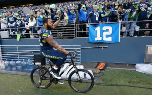 This really was the best bike ride of Michael Bennett's life. (USATSI)