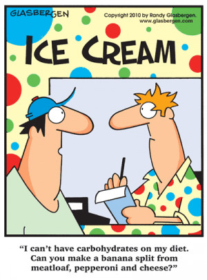 -carb diet cartoons, cartoons about Atkins Diet, ice cream, low-carb ...