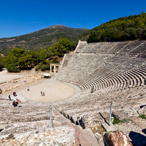 Ancient amphitheater in Epidaurus, Greece