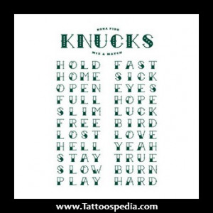 Letter Word Knuckle Tattoos