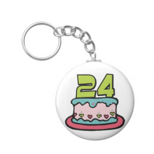 24 Year Old Birthday Cake Key Chains