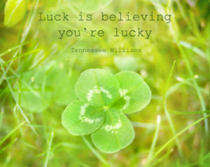 ... quote - Soft Yellow Green Four Leaf Clover Foggy Hazy 8x10 Original