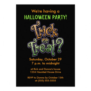 Trick or Treat Saying Halloween Party Invitations