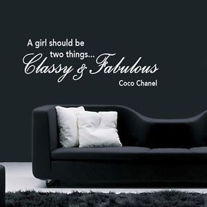 Details about Classy & Fabulous Coco Chanel Quote Vinyl Sticker Living ...