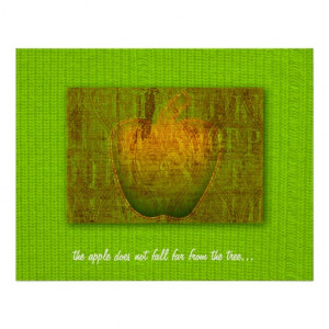 Apple Art Print With Quote Lime Green Custom