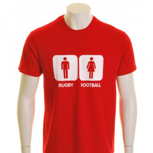 Home / Rugby T-shirts / DumpTackle Rugby v Football T-Shirt Red and ...