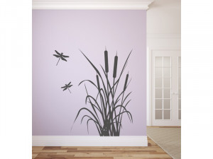 Dragonfly and Cattails Vinyl Wall Decal Graphics