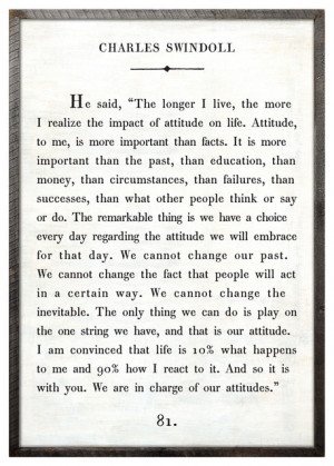 Charles Swindoll Quote - We Are In Charge Wood Art Print - White ...