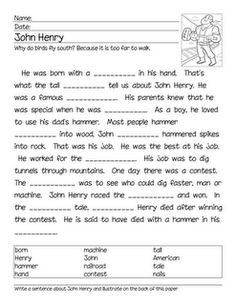 ... tale activity pages more john henry 6th grade folk tales tall tales