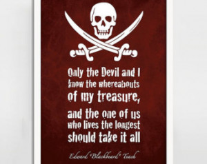 Treasure by Blackbeard Alternative Pirate Quote Print Poster ...