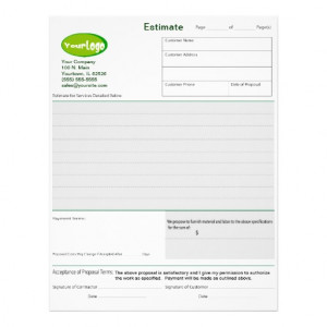 Estimate / Quote / Job Proposal Forms Custom Letterhead