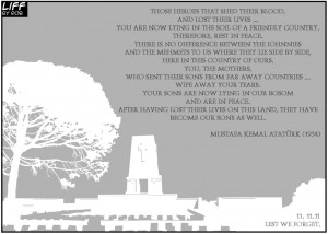 These words are a tribute to those ANZAC s who died in Gallipoli ...