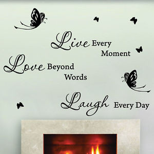 ... Large Live Love Butterfly Art Wall Quotes / Wall Stickers / Wall Decal