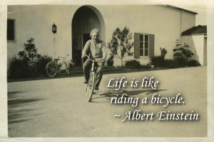 Albert Einstein bicycle quote. Life is like riding a bicycle. To keep ...