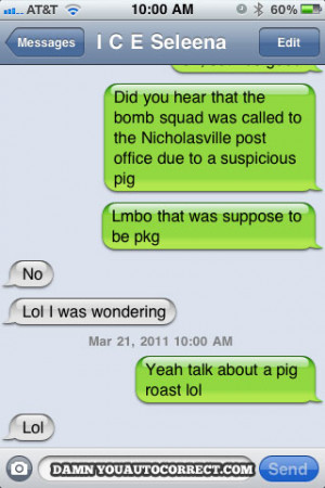funny auto-correct texts - pig-roast