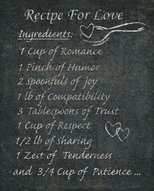 Recipe for Love...perfect recipe for a happy & fulfilling marriage ...