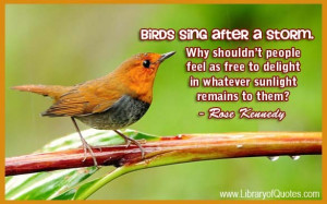 Birds sing after a storm; why shouldn't people feel as free to delight ...