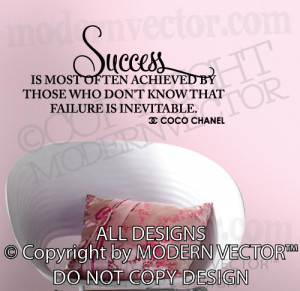 Details about Coco Chanel Quote Vinyl Wall Decal Lettering SUCCESS ...