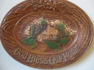 God Bless Our Home- Cabin Cottage Quote Wall Decor- Vintage 50's Wall ...