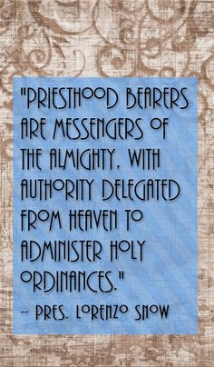 Pres. Lorenzo Snow #LDS #Priesthood More
