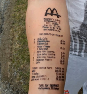 This Teenager Got A McDonald's Receipt Tattooed To His Arm