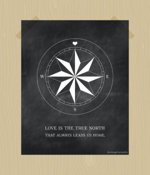 Compass Print True North Love Quote Printable Digital Print 8 x 10 ...