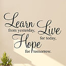 homepage > PARKINS INTERIORS > 'LEARN LIVE HOPE' WALL STICKERS QUOTES