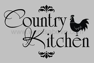Details about COUNTRY KITCHEN Vinyl Wall Quote Decal Rooster Home
