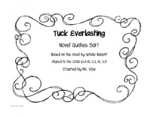 FREEBIE TUCK EVERLASTING NOVEL QUOTE SORT! - TeachersPayTeachers.com