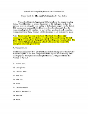 Worksheets for The Devil's Arithmetic - DOC by jpo51691