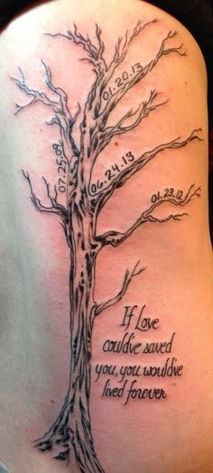 Memorial tattoo. Leave branches blank for additional dates. Maybe on ...