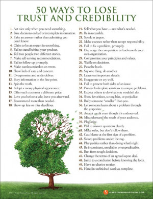 50 Ways to Lose Trust and Credibility | Values to Live By | www ...