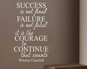 ... Lettering Success Failure Courage Winston Churchill Motivational Quote