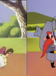 ... playing a banjo] The sun shines bright in my old Kentucky home