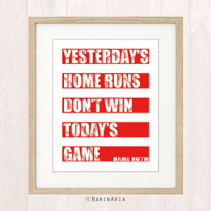 ... quotes wall art, Baseball quotes posters, Babe Ruth quotes prints