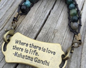 Gandhi Quote Beaded Stone Bracelet