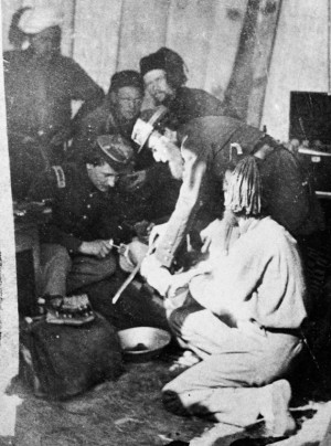 doctors perform an amputation in a makeshift hospital during the Civil ...