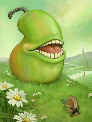 biting pear grinning fruit laughing vegetable smile teeth human art ...