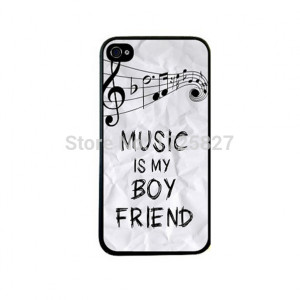 Music Is My Boy Friend Quotes Cell Phone Case for Iphone 4 4S 5 5S 5C ...
