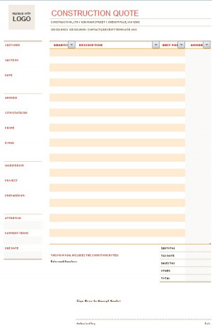 Construction Quote Template