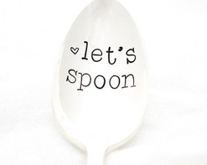 Lets Spoon- Hand stamped coffee or tea spoon with heart for romantic ...