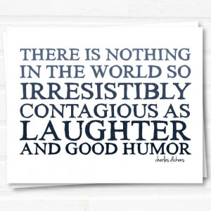 Laughter and Good Humor - Charles Dickens quote - navy ombre folded ...