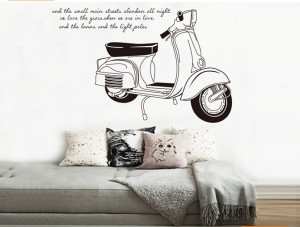 Modern Motorcycle Banksy Vinyl Quotes Wall Stickers decals for Nursery