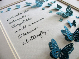 3D Butterfly Word Art. Caterpillar into Butterfly Quote. Encouragement ...