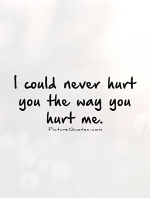 could never hurt you the way you hurt me. Picture Quote #1